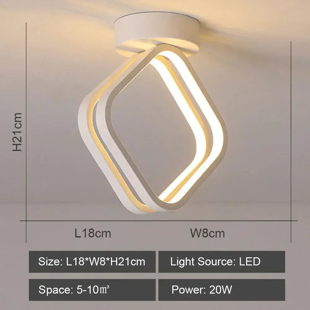 Modern geometric white led ceiling light for living room