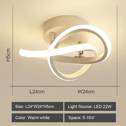 Modern geometric white led ceiling light for living room