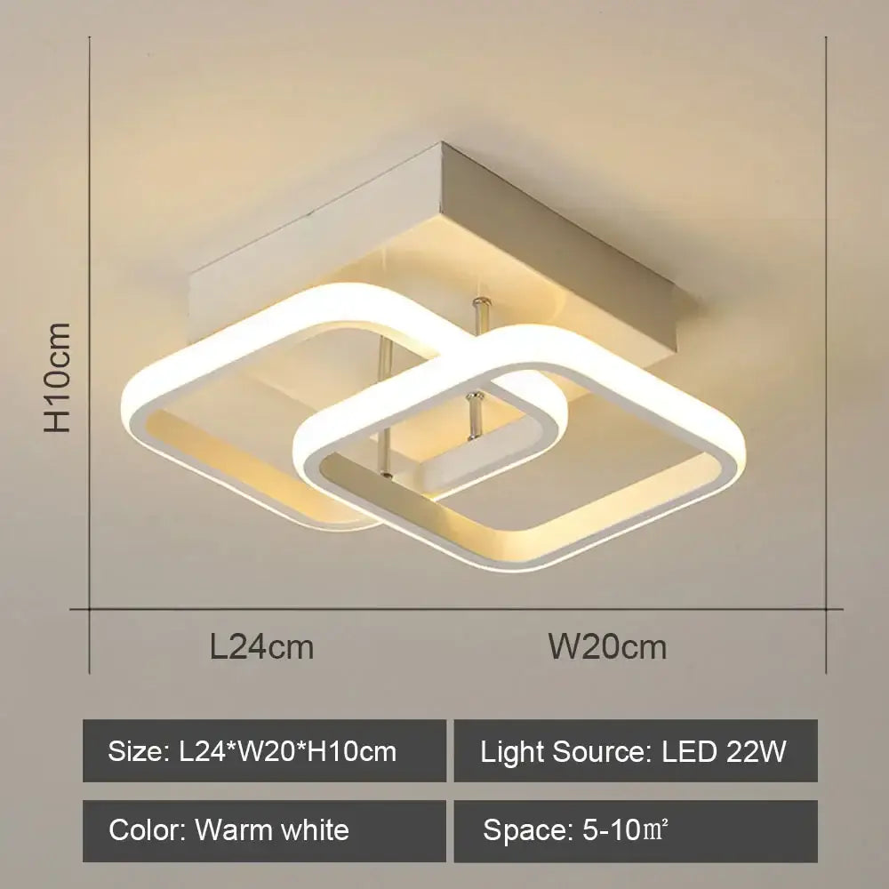 Modern geometric white led ceiling light for living room