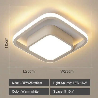 Modern geometric white led ceiling light for living room