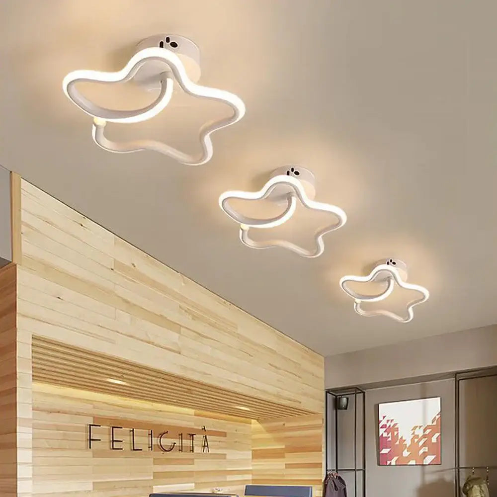 Modern geometric white led ceiling light for living room