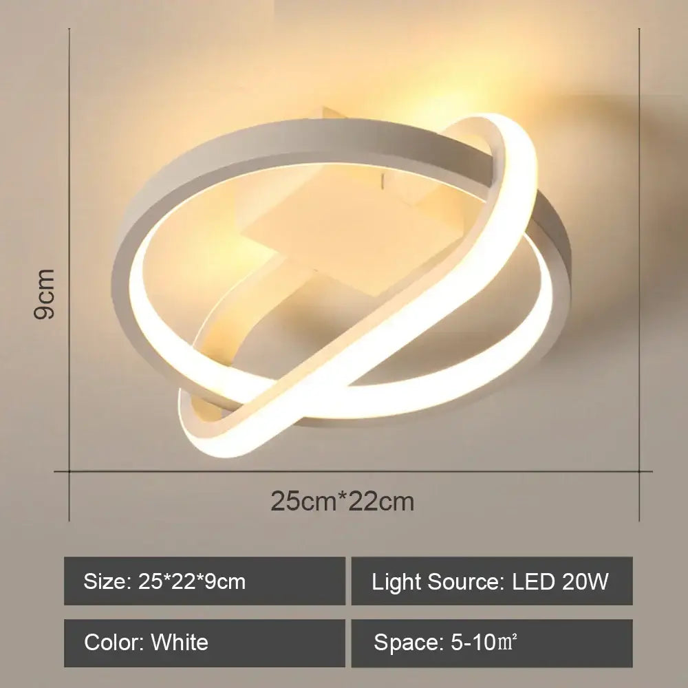 Modern geometric white led ceiling light for living room