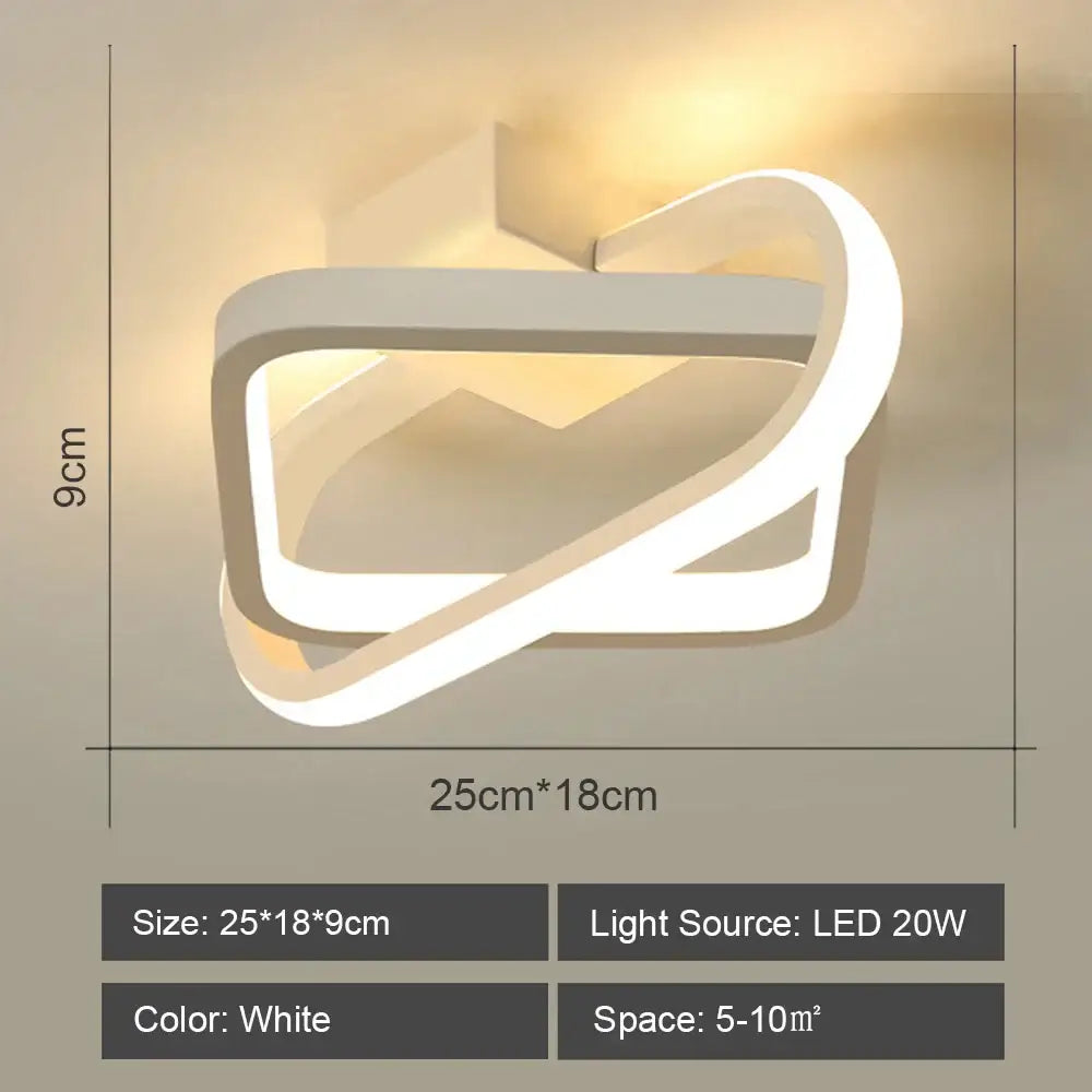 Modern geometric white led ceiling light for living room