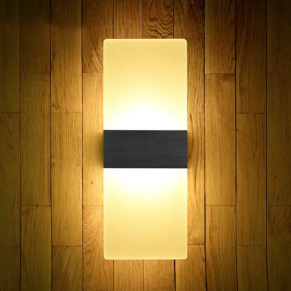 Modern geometric wood and acrylic wall sconce lamp bedroom light