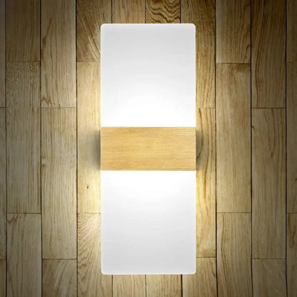 Modern geometric wood and acrylic wall sconce lamp bedroom light