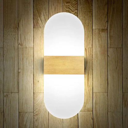 Modern geometric wood and acrylic wall sconce lamp bedroom light