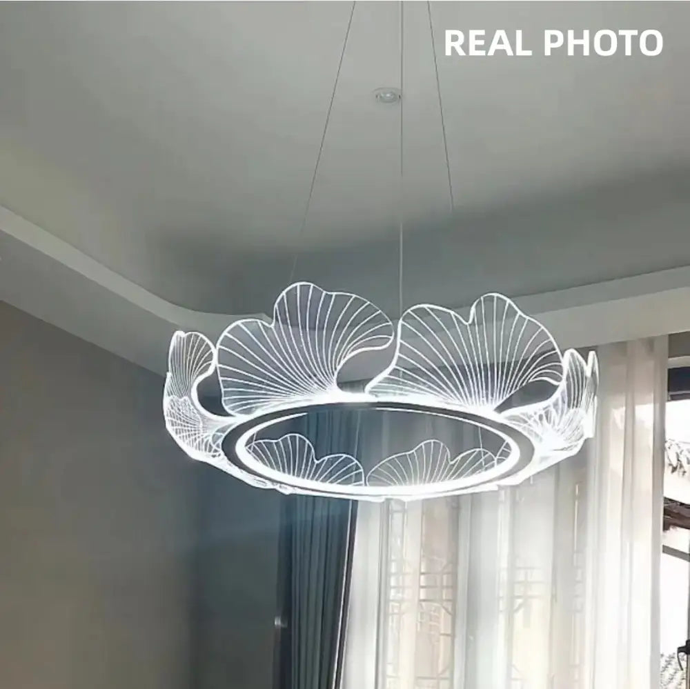 Modern ginkgo gold acrylic pendant light dining room leaf chandelier