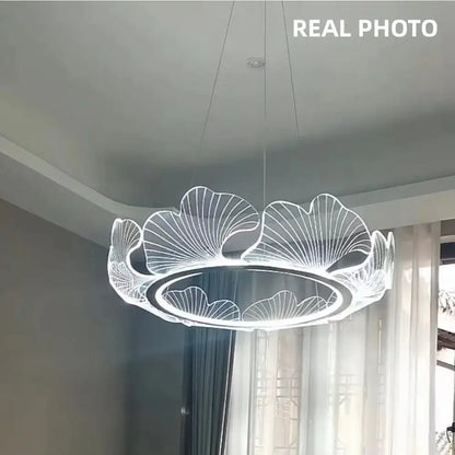 Modern ginkgo gold acrylic pendant light dining room leaf chandelier