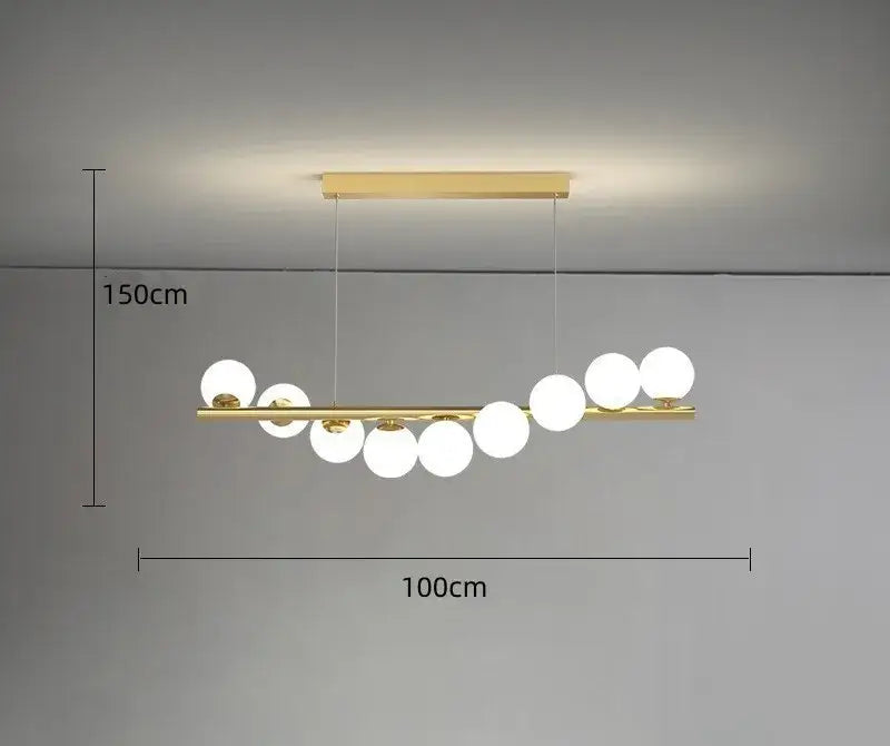 Modern glass ball gold chandelier dining room pendant light