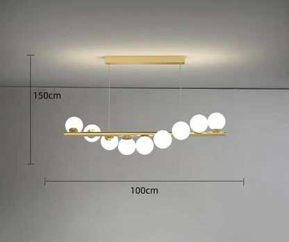 Modern glass ball gold chandelier dining room pendant light