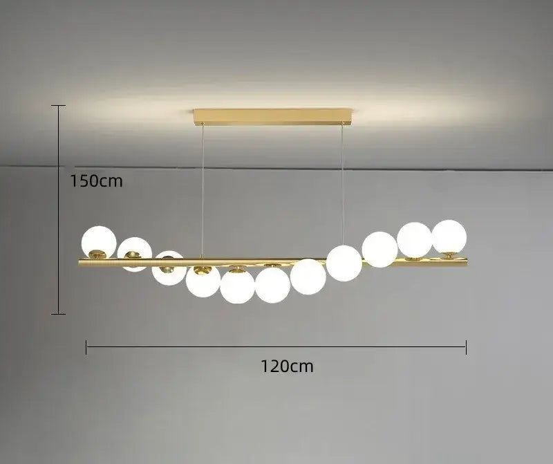 Modern glass ball gold chandelier dining room pendant light