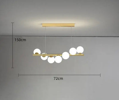 Modern glass ball gold chandelier dining room pendant light