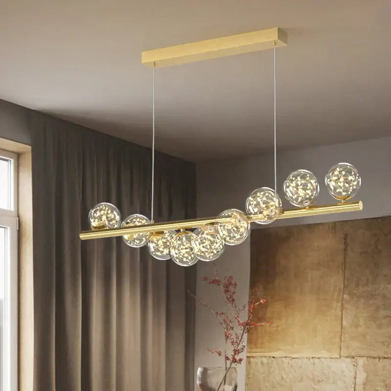 Modern glass ball gold chandelier dining room pendant light