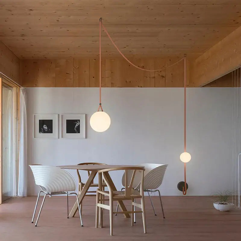 Modern glass ball led pendant light black & orange living room
