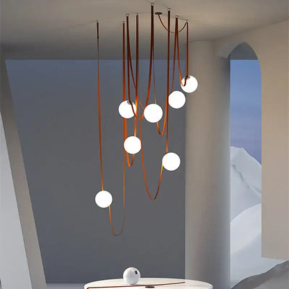 Modern glass ball led pendant light black & orange living room