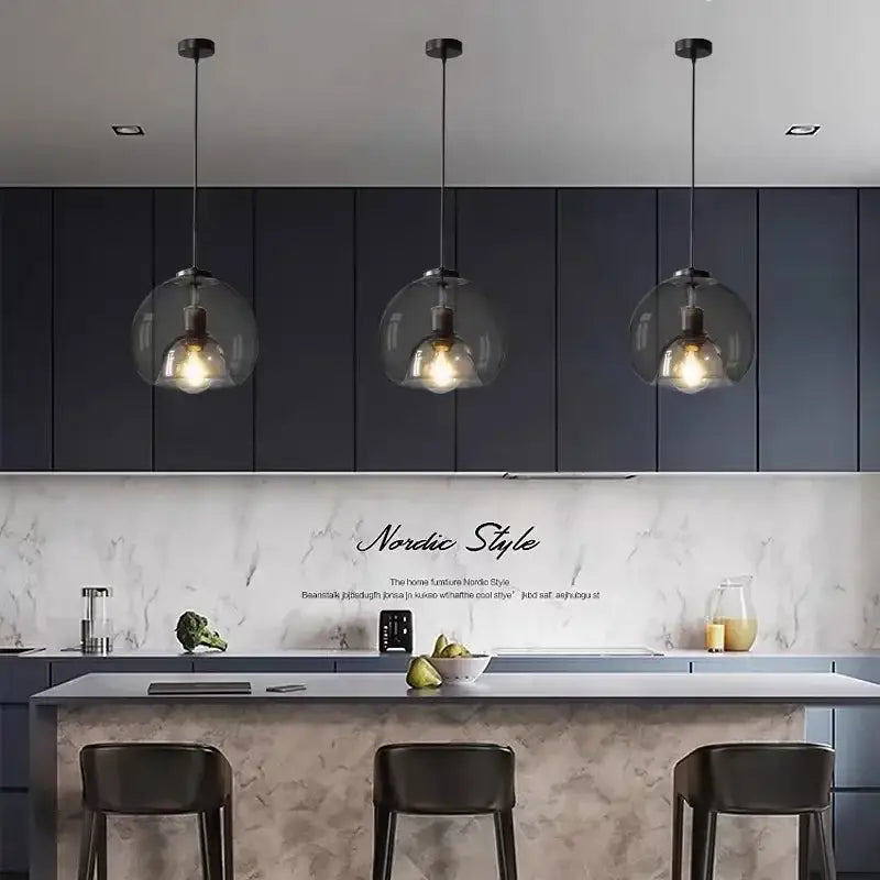 Modern glass ball led pendant lights for dining room