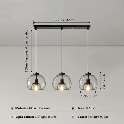 Modern glass ball led pendant lights for dining room