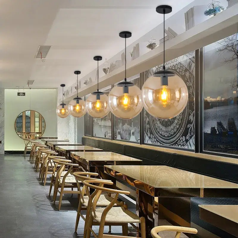 Modern glass ball led pendant lights for dining room