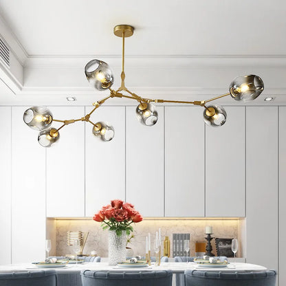 DecorBites™ Modern Glass Ball Pendant Chandelier - Black Gold