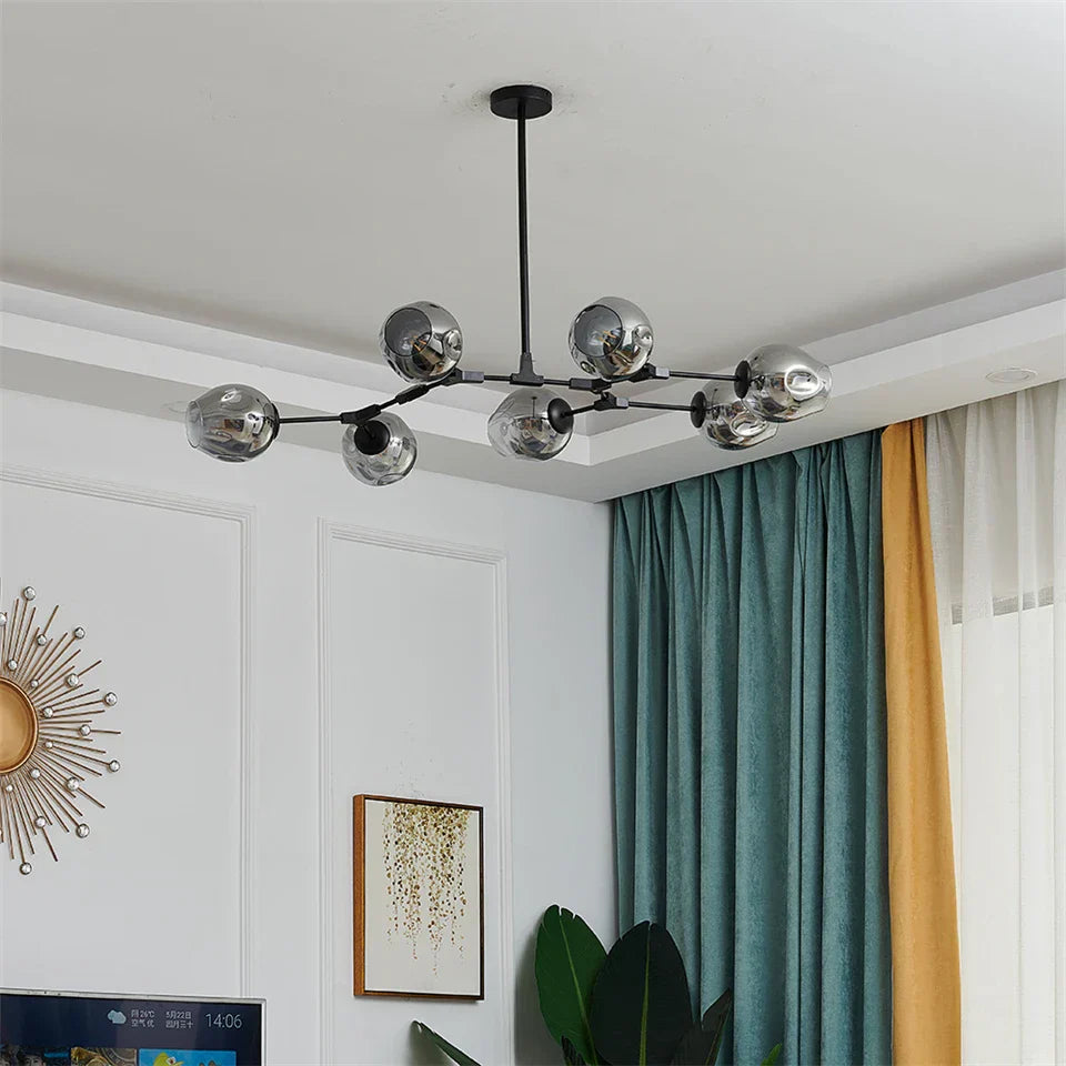 DecorBites™ Modern Glass Ball Pendant Chandelier - Black Gold