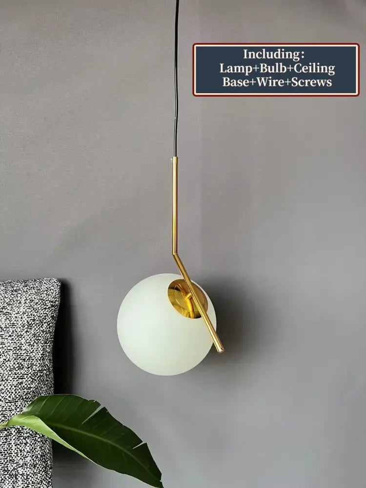 Modern glass ball pendant light for dining room gold black & silver
