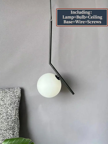 Modern glass ball pendant light for dining room gold black & silver