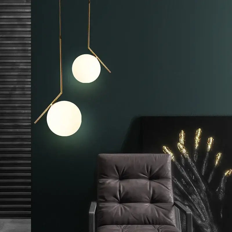 Modern glass ball pendant light for dining room gold black & silver