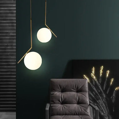 Modern glass ball pendant light for dining room gold black & silver