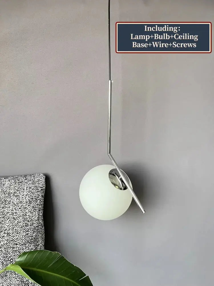 Modern glass ball pendant light for dining room gold black & silver