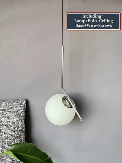 Modern glass ball pendant light for dining room gold black & silver