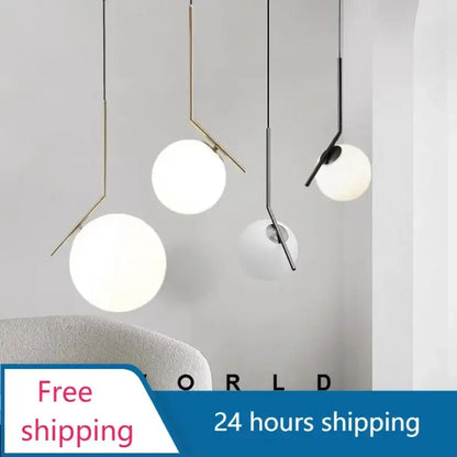 Modern glass ball pendant light for dining room gold black & silver
