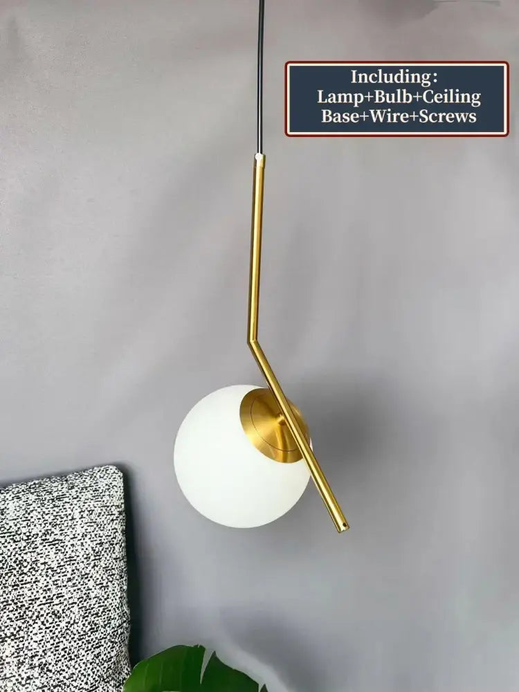 Modern glass ball pendant light for dining room gold black & silver