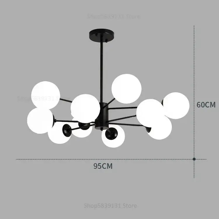 Modern glass ball pendant lights gold & black living room chandelier