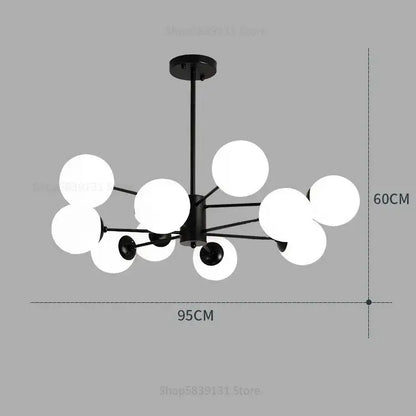 Modern glass ball pendant lights gold & black living room chandelier