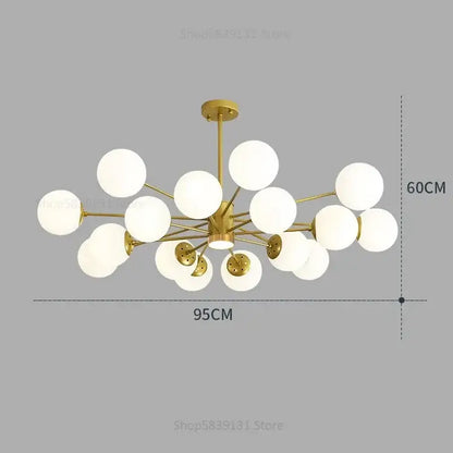 Modern glass ball pendant lights gold & black living room chandelier
