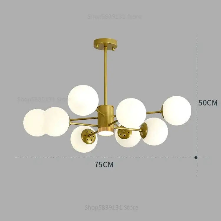 Modern glass ball pendant lights gold & black living room chandelier