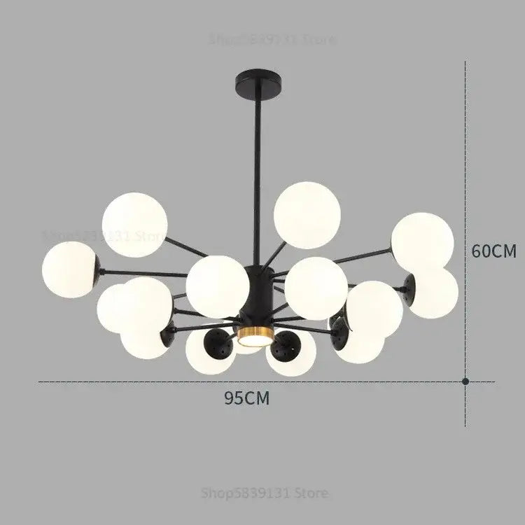 Modern glass ball pendant lights gold & black living room chandelier