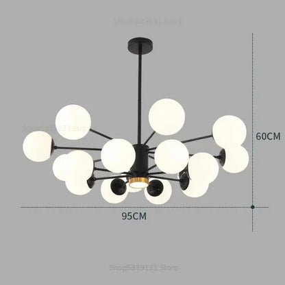 Modern glass ball pendant lights gold & black living room chandelier