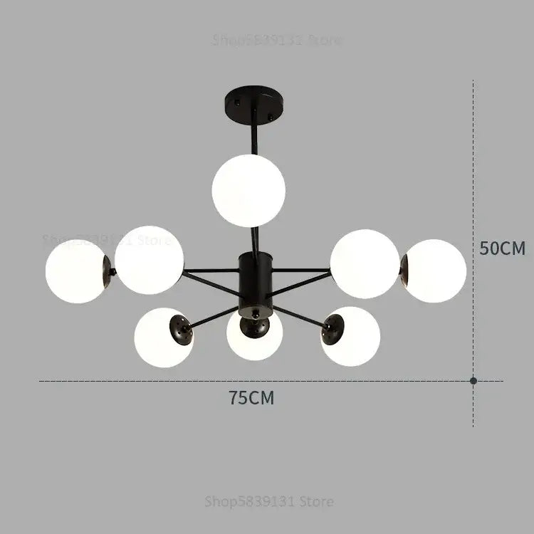 Modern glass ball pendant lights gold & black living room chandelier