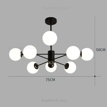 Modern glass ball pendant lights gold & black living room chandelier