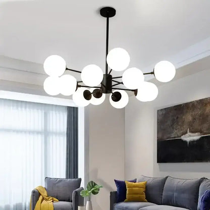 Modern glass ball pendant lights gold & black living room chandelier
