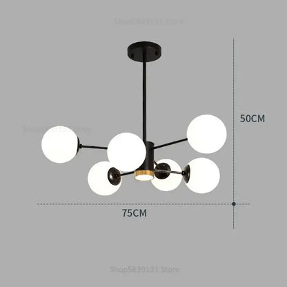 Modern glass ball pendant lights gold & black living room chandelier