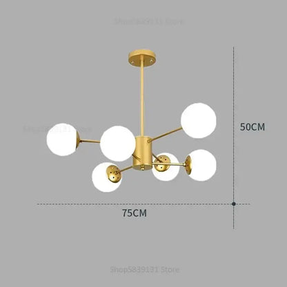 Modern glass ball pendant lights gold & black living room chandelier