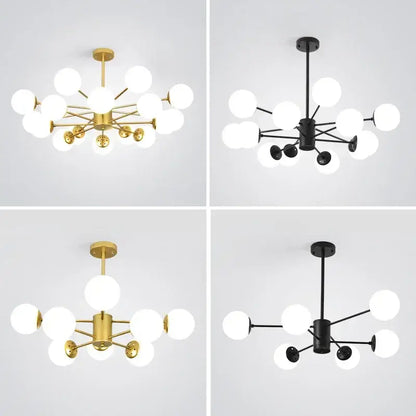 Modern glass ball pendant lights gold & black living room chandelier