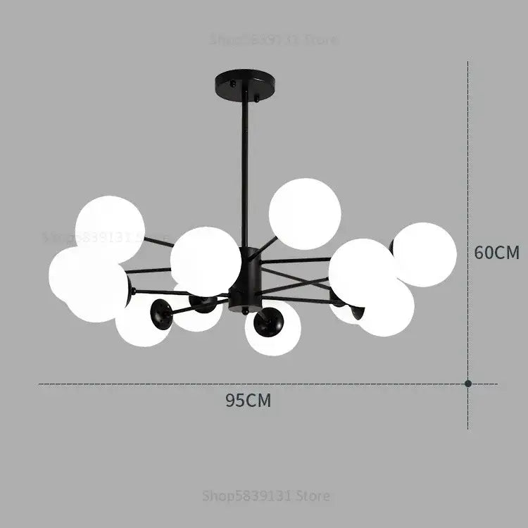 Modern glass ball pendant lights gold & black living room chandelier