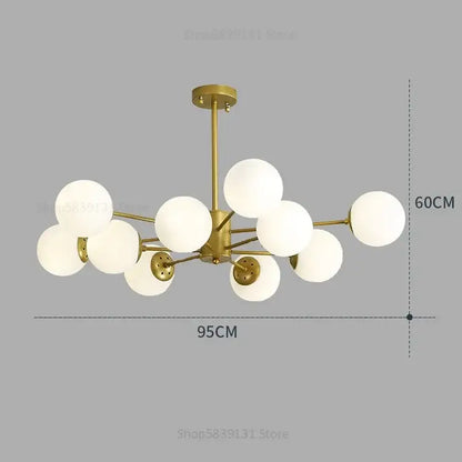 Modern glass ball pendant lights gold & black living room chandelier
