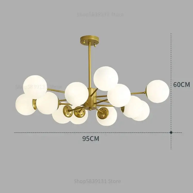Modern glass ball pendant lights gold & black living room chandelier