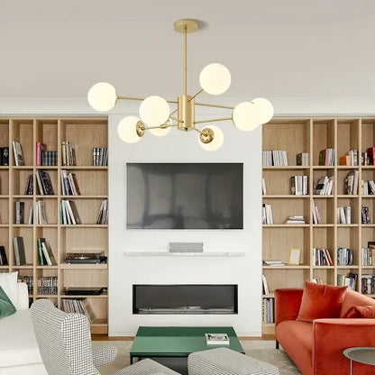 Modern glass ball pendant lights gold & black living room chandelier