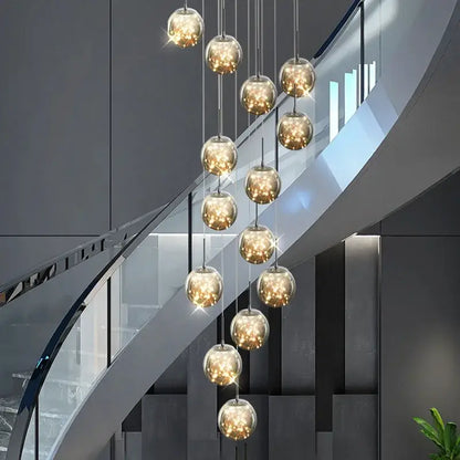 Modern glass ball spiral chandelier dining room led pendant light