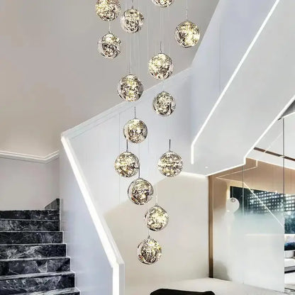 Modern glass ball spiral chandelier dining room led pendant light